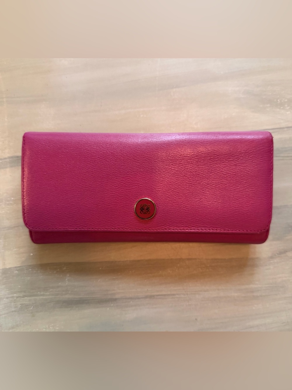 Loewe Anagram Leather Continental Flap Long Wallet Fuchsia - Picture 6 of 16